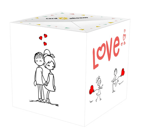 Exploding, confetti card: Loving couple