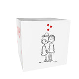 Exploding, confetti card: Loving couple