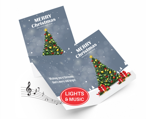 LIGHTS & MUSIC Card Christmas Tree  - Musical Card Plays We wish you...